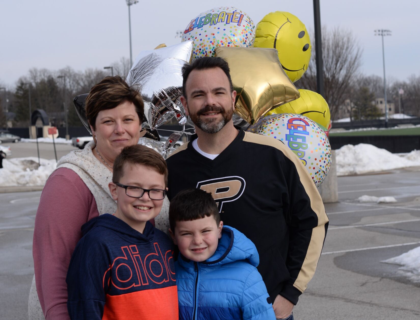 2/24/21 Drive Through Awards Ceremony, Andy Oppy with Family